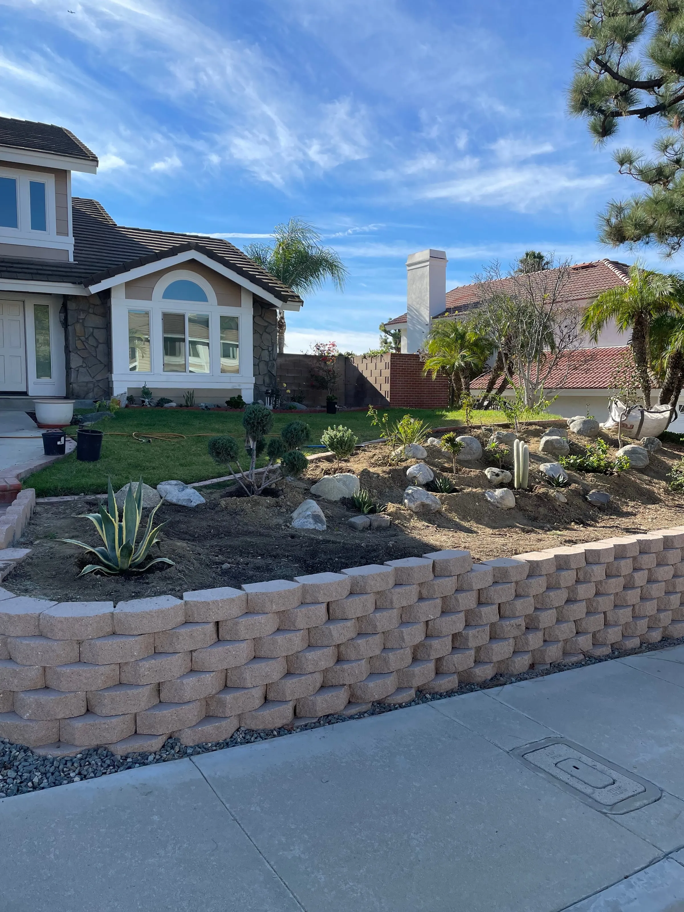 前院多肉挡土墙景观